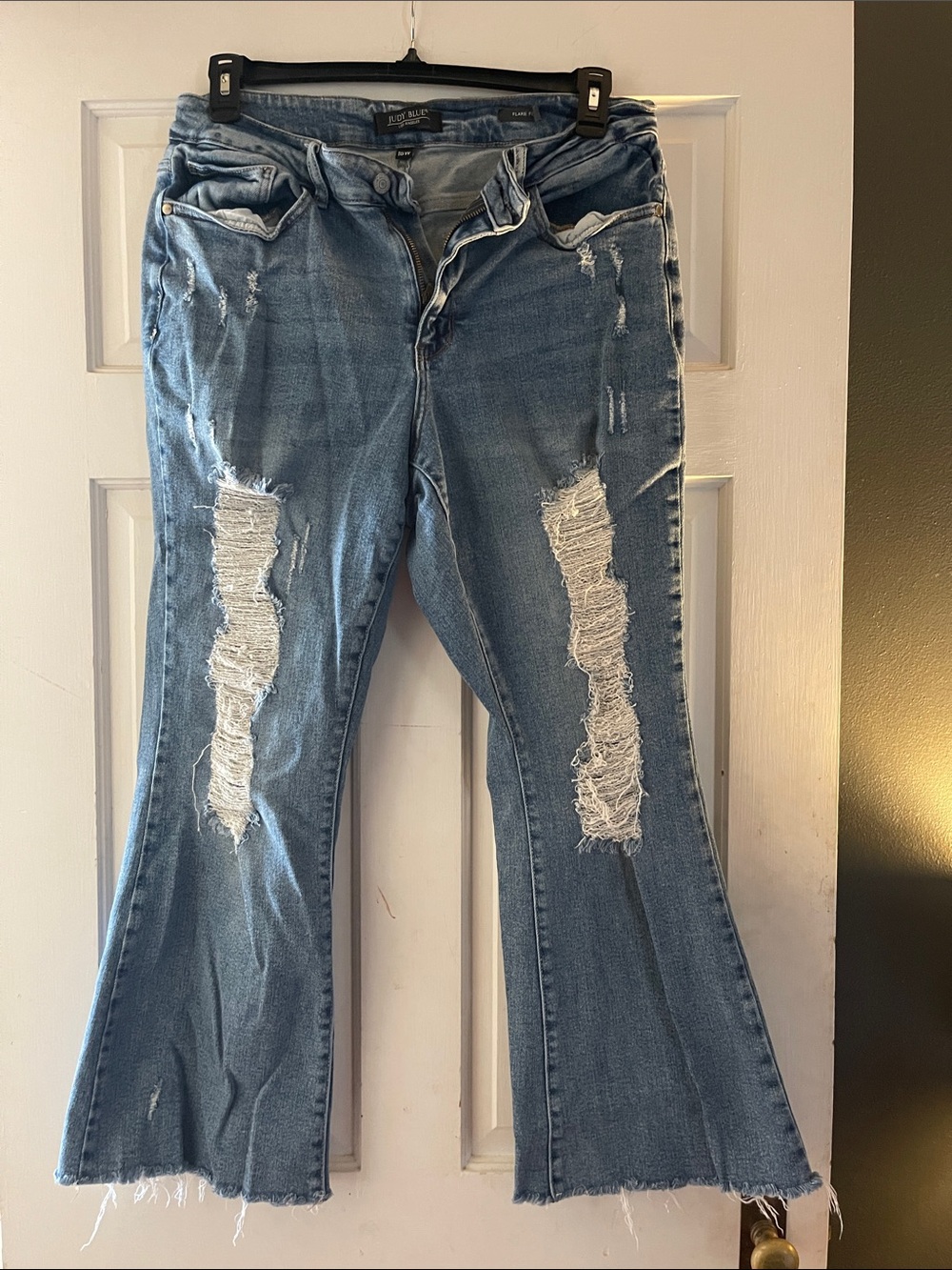 Judy Blue Light Blue Distressed Flare Jeans
